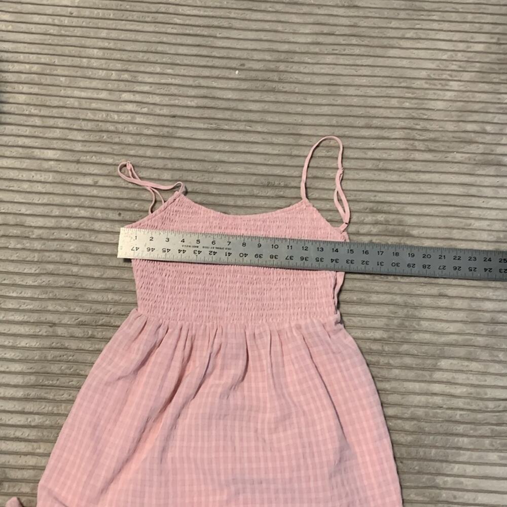 RSQ Pink Checkered Babydoll Dress Women’s Large Tank Ruffle Cottage Sweetheart - Picture 6 of 7